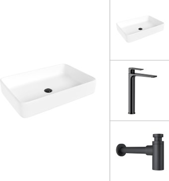 Умывальник Lauter 21842 + Reef 21CK8678BS с сифоном 21635B (черный матовый) - изображение в каталоге