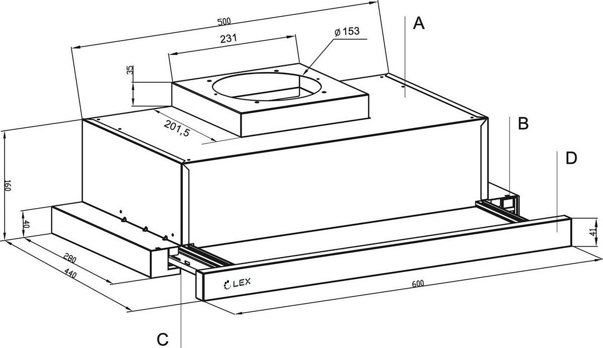 Кухонная вытяжка LEX Hermes 600 Black - фото товара