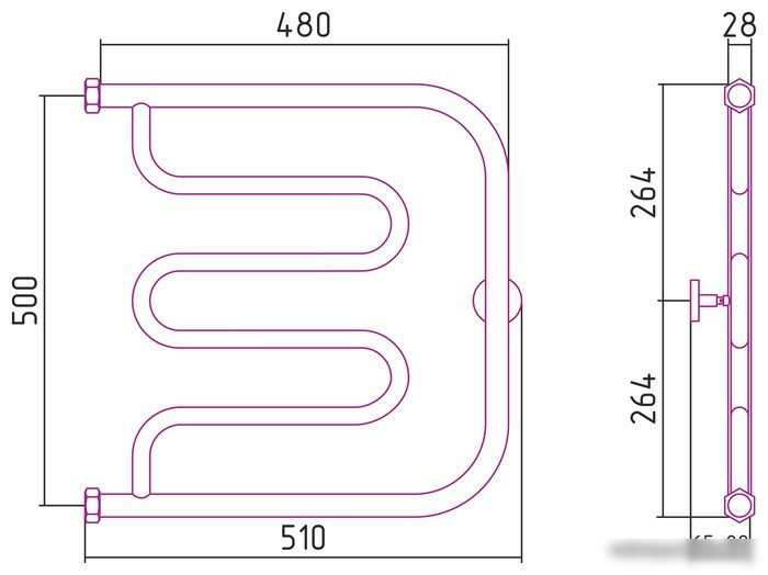 Полотенцесушитель Сунержа Лира 500х500 00-0011-5050 - фото товара