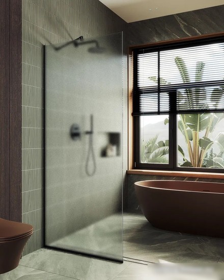 Душевая стенка MaybahGlass 195x69 MGD-706-6у (сатин стекло/черный) - фото товара