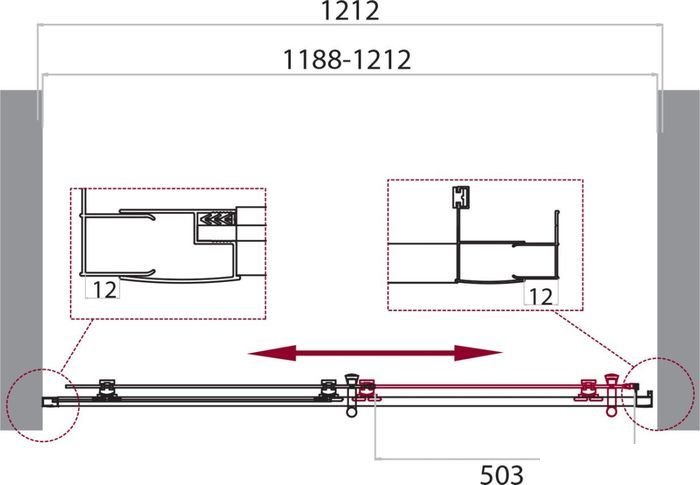 Душевая дверь BelBagno UNO-195-BF-1-120-CH-CR - фото товара