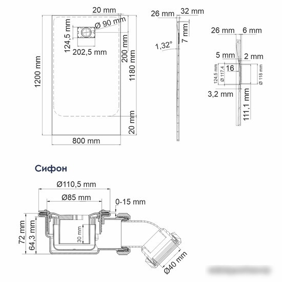 Душевой поддон Wasserkraft Main 41T06 - фото товара