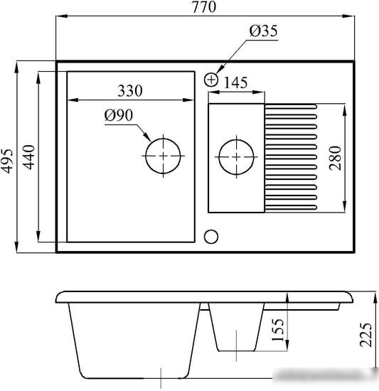 Кухонная мойка БелЭворс Forma L (бежевый, без сифона) - фото товара