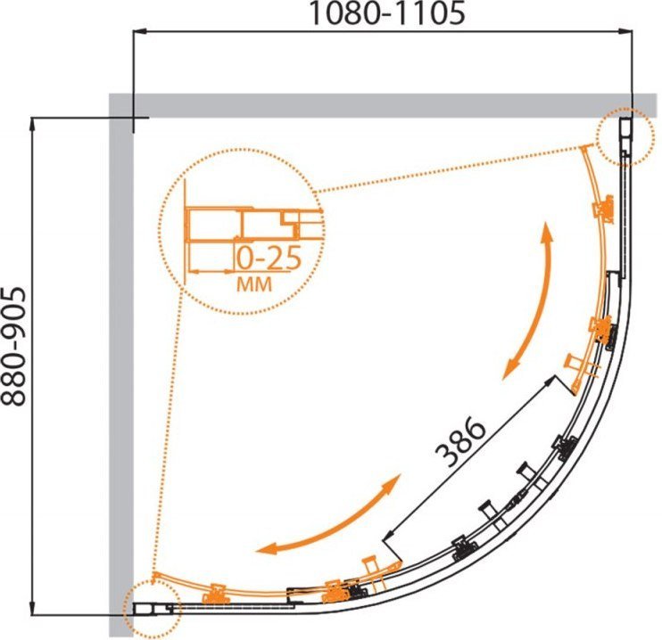 Душевой уголок Cezares MOLVENO-RH-2-110/90-C-GM-IV - фото товара