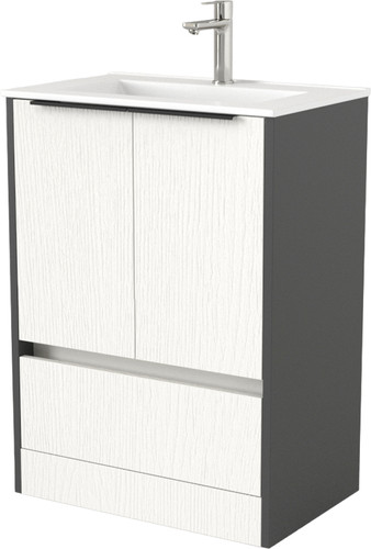 Дабер Тумба под умывальник 017 60 Т17.6.0.20Ч (белый древесный/серый/ручка черная) – изображение в каталоге