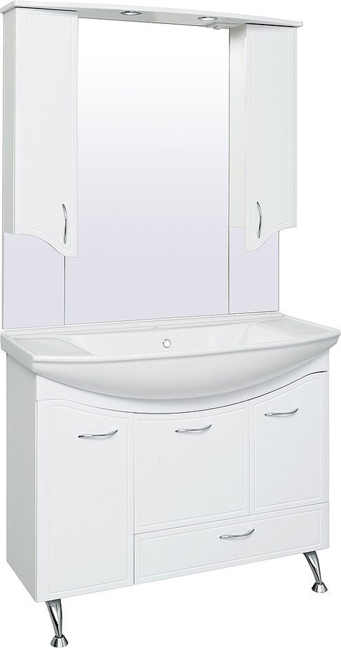 Runo Тумба с умывальником Runo Севилья 105 с корзиной для белья + Стиль 1050 (напольная) – фото товара