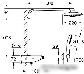Душевая система Grohe Rainshower System SmartControl 360 DUO 26250000 - фото товара