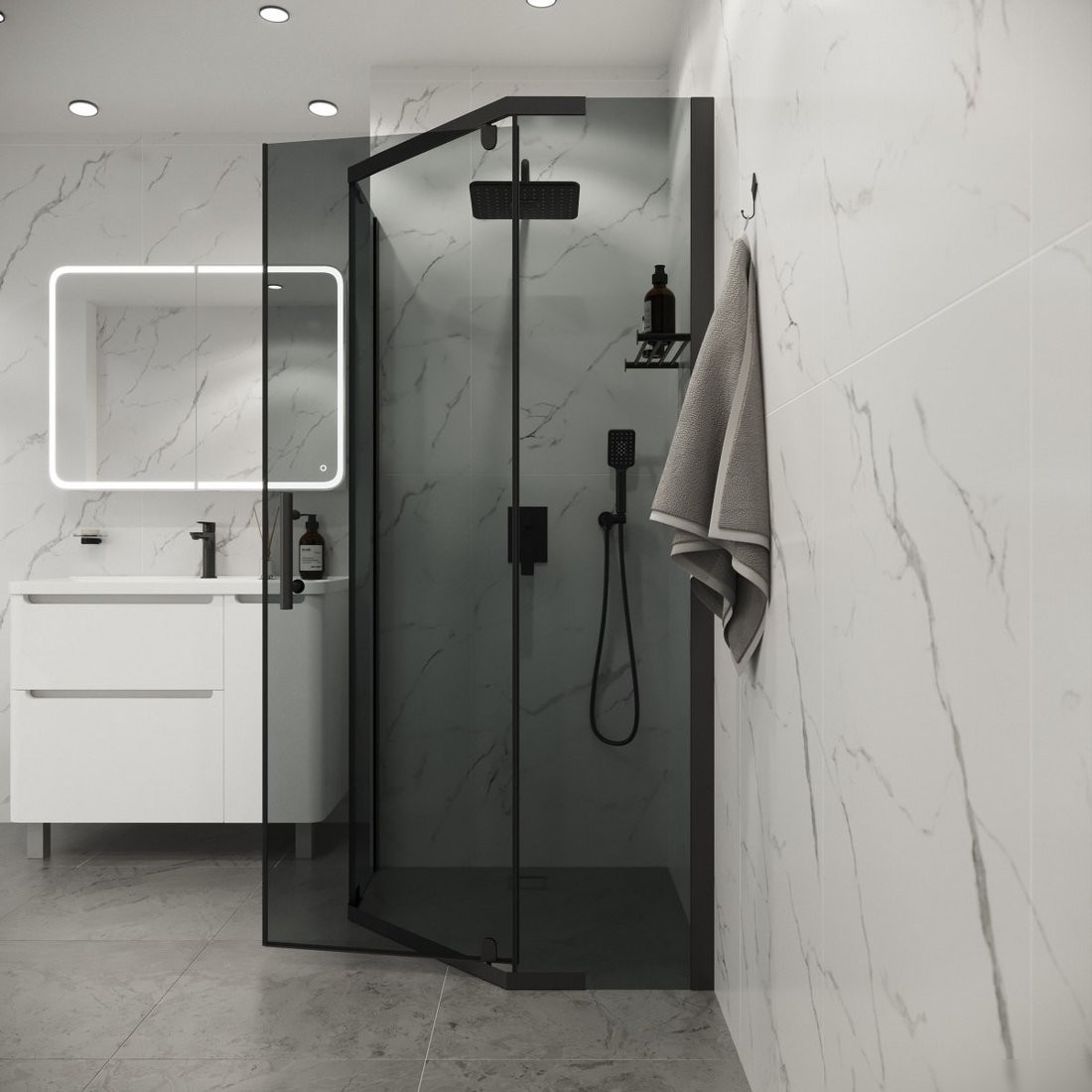 Душевой уголок Niagara Eco NG-1009-14DT 90x90x190 (черный/стекло тонированное) - фото товара