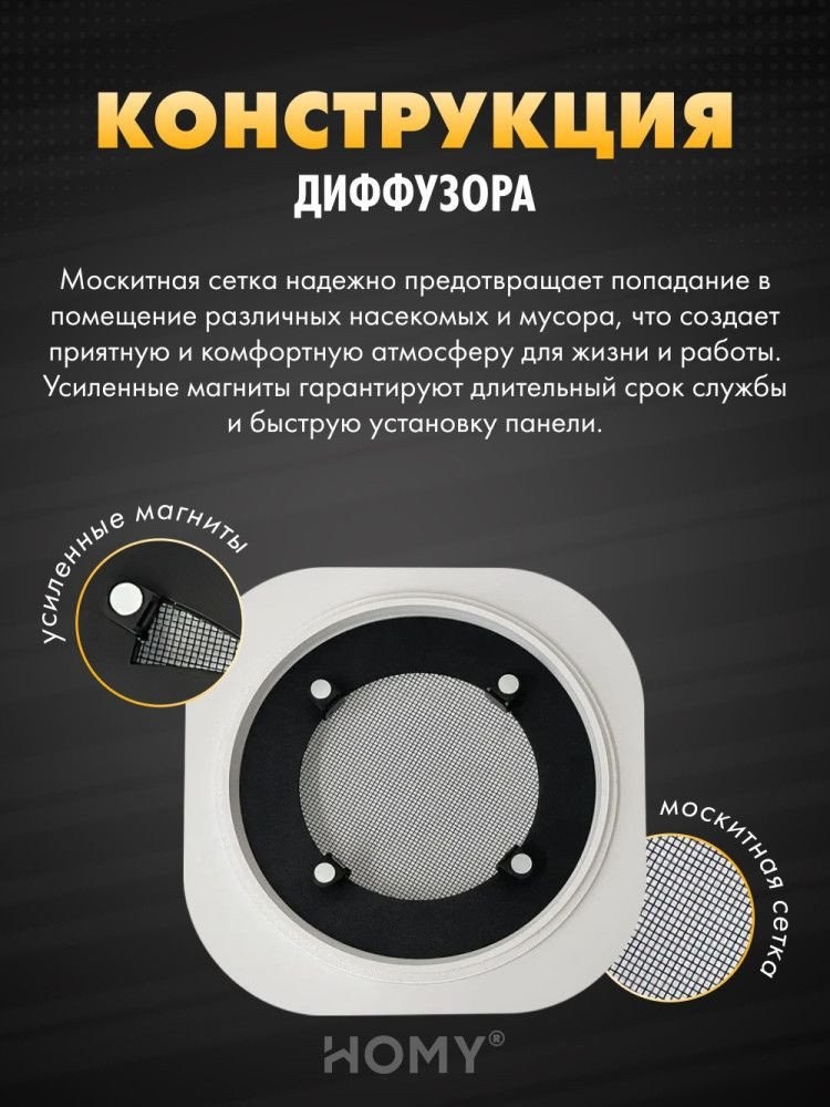 Вентиляционная решетка HOMY AIR круглый A125BT d200 (черная) – фото товара