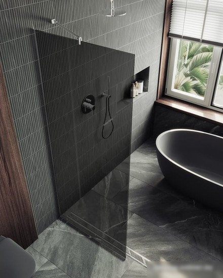 Душевая стенка MaybahGlass 195x79 MGD-698-5у (графитовое стекло/хром матовый) - фото товара