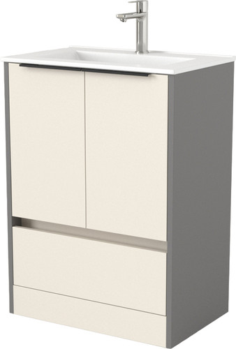 Дабер Тумба под умывальник 017 60 Т17.6.0.19Ч (бежевый/серый/ручка черная) – изображение в каталоге