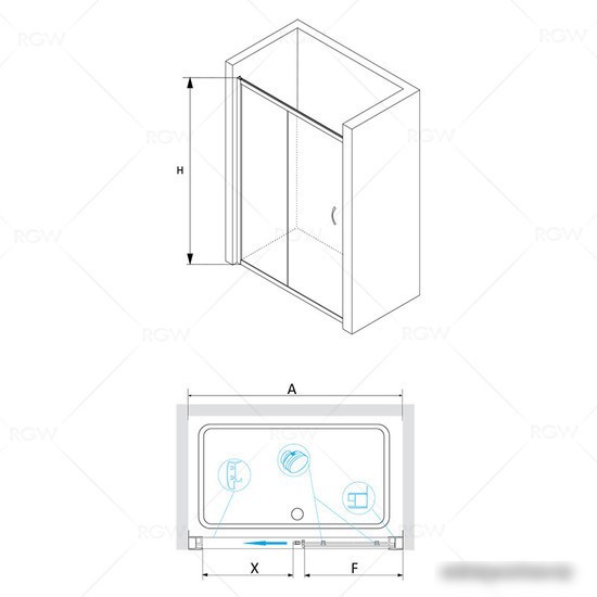 Душевая дверь RGW PA-016 350801612-21 120 (хром/матовое-сатинат стекло) - фото товара
