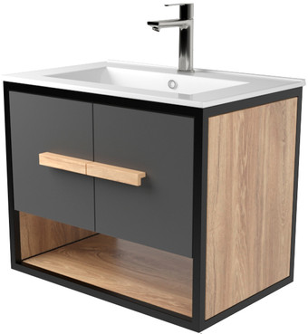 Дабер Тумба под умывальник 009 WeltWasser Deilbach 7517-60 Т9.6W.2.4 (черный/серый/дуб канзас коричневый) – изображение в каталоге
