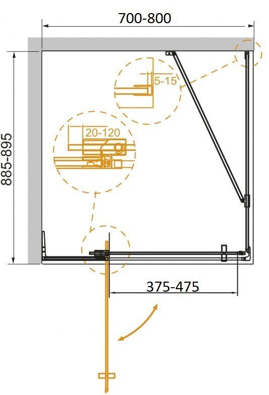 Душевой уголок Cezares SLIDER-AH-1-90-70/80-GRIGIO-BORO - фото товара