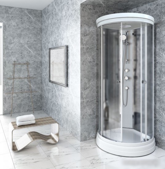 Душевой уголок Radomir Стронг 1-09-1-0-0-1811 180х100см (белый/стекло матовое) - фото товара