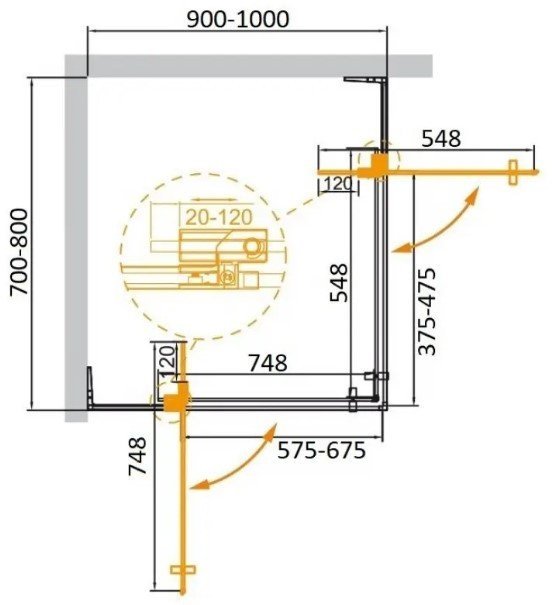 Душевой уголок Cezares SLIDER-AH-2-70/80-90/100-GRIGIO-BORO - фото товара