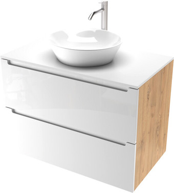 ЗОВ Тумба под умывальник Дион 70 D70LHO0M9003GKV5-KP13W (белый глянец/дуб) – изображение в каталоге