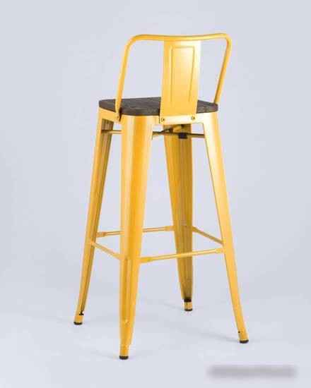 Стул Stool Group Tolix со спинкой YD-H765E-W LG-06 (желтый глянцевый/темное дерево) – фото товара