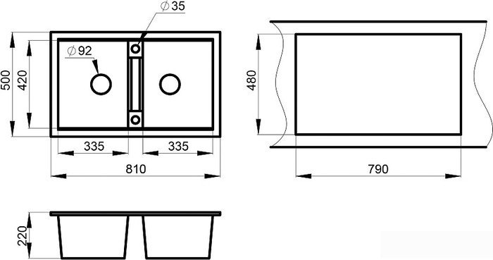 Кухонная мойка Granula GR-8101 (графит) - фото товара