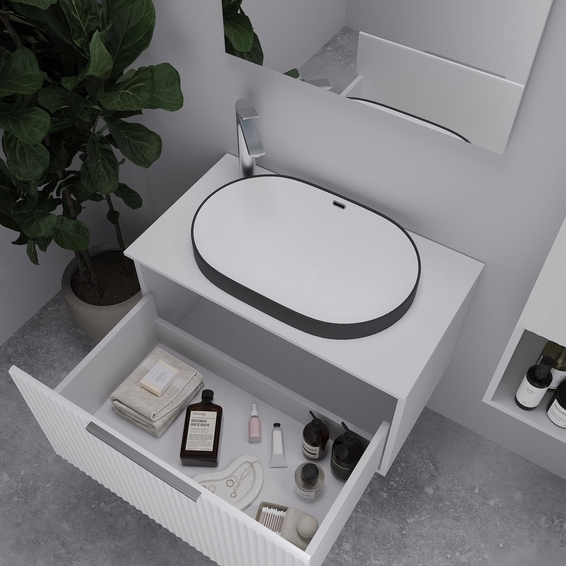 ЗОВ Тумба под умывальник Дублин 80 DU80LWMFW (флавио белый) – фото товара