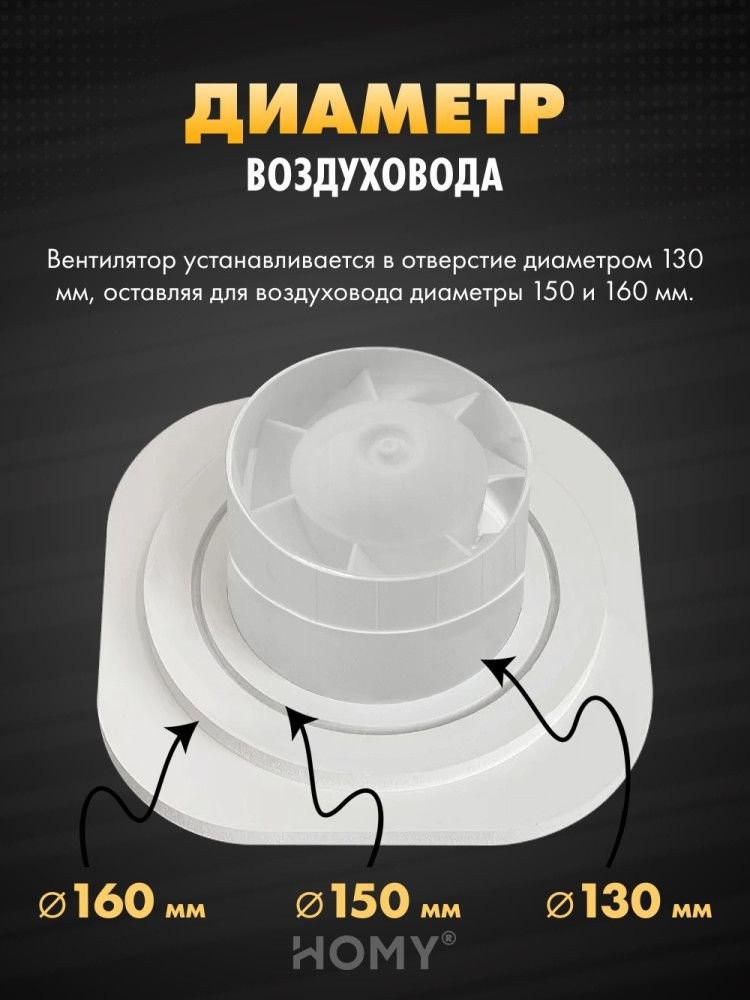 Вентиляционная решетка HOMY AIR круглый A125BT d200 (черная) – фото товара