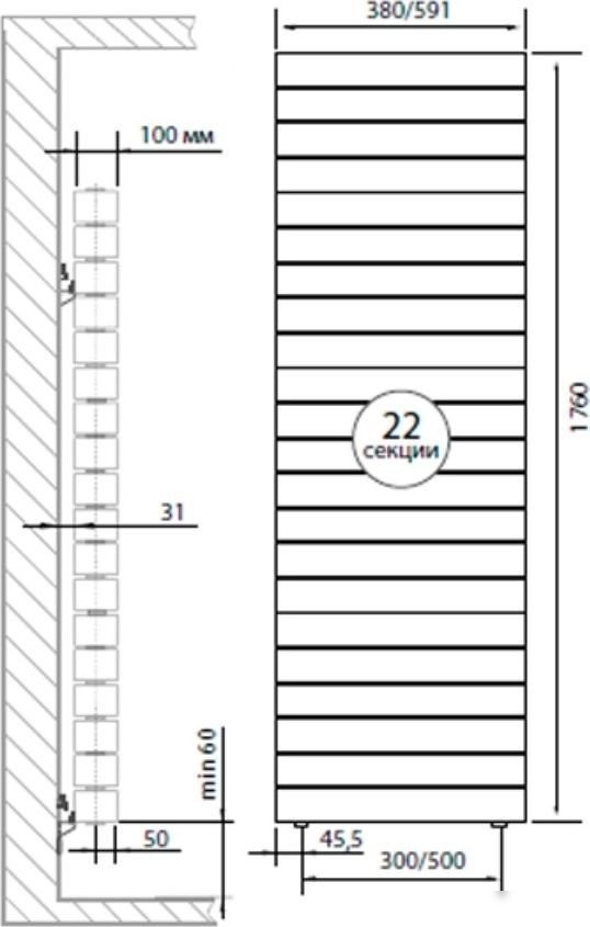 Дизайн-радиатор Royal Thermo PianoForte Tower 500 new/Silver Satin - 22 секций - фото товара