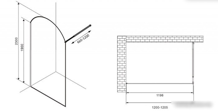 Душевая стенка Abber Immer Offen AG64120BN8 - фото товара