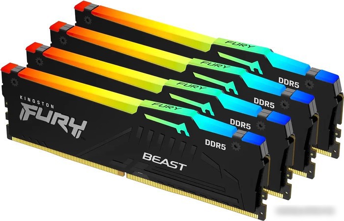 Оперативная память Kingston FURY Beast RGB 4x32ГБ DDR5 5600 МГц KF556C40BBAK4-128 – изображение в каталоге