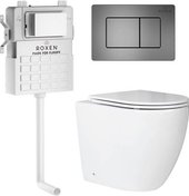 Унитаз приставной Roxen Antares в комплекте с инсталляцией Attach 5 в 1 967089 (кнопка: оружейная сталь) - изображение в каталоге