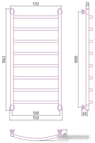 Полотенцесушитель Сунержа Галант+ 1000х500 032-0200-1050 - фото товара