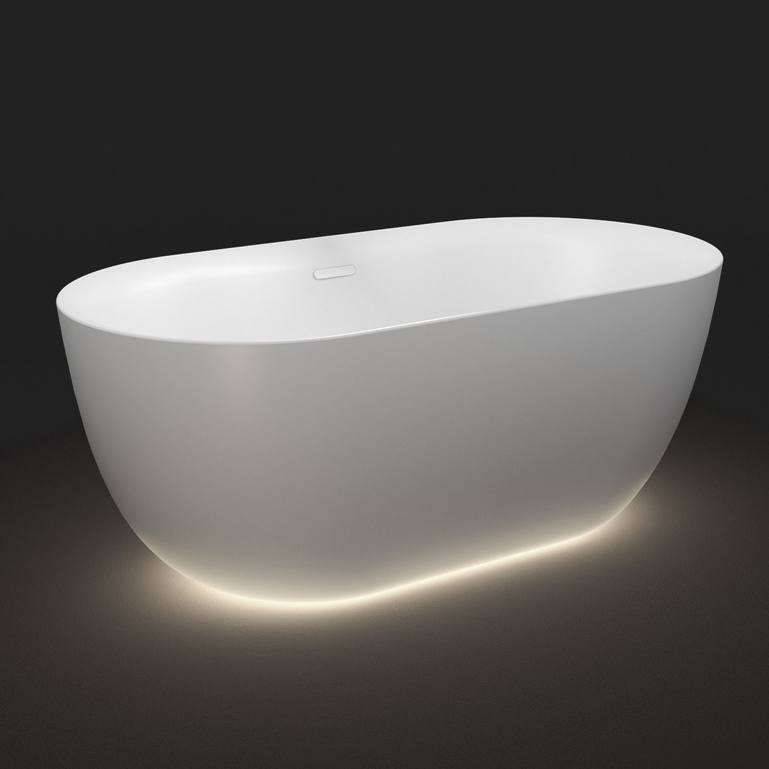 Ванна Wellsee Chic Riviera 170x76 23680502R (отдельностоящая ванна с подсветкой белый глянец, экран, ножки, сифон-автомат глянцевый белый) - фото товара