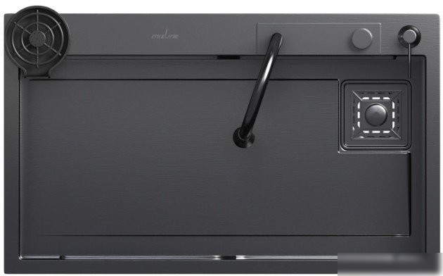 Кухонная мойка Mixline Pro 552104 (черный графит, с сифоном) - фото товара