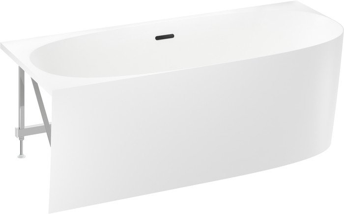 Ванна Wellsee Belle Spa 2.0 170x75 235805003 (пристенная ванна (левая) белый глянец, экран, каркас, сифон-автомат матовый черный) - фото товара