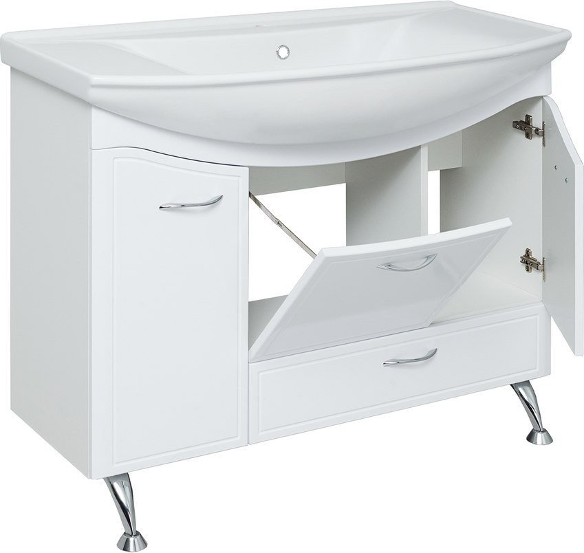 Runo Тумба с умывальником Runo Севилья 105 с корзиной для белья + Стиль 1050 (напольная) – фото товара