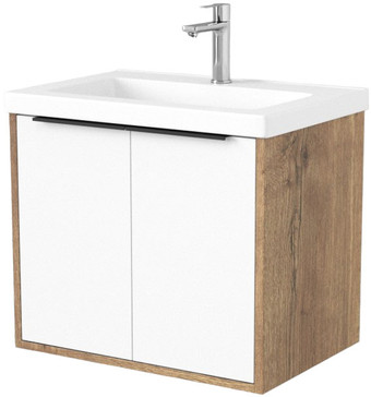 Дабер Тумба под умывальник 018 Тобага/Эридан/Артвин 60 Т18.6Т.0.21Ч (дуб галифакс/белый/ручка черная) – изображение в каталоге