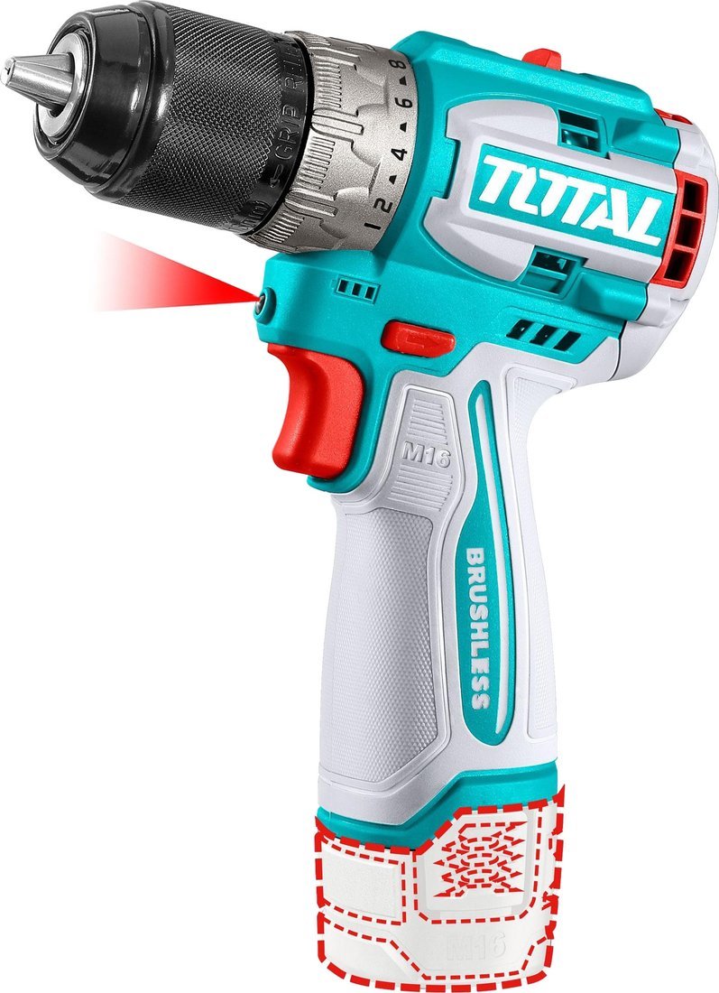 Дрель-шуруповерт Total TDLI16682 (с 2-мя АКБ, кейс) – фото товара