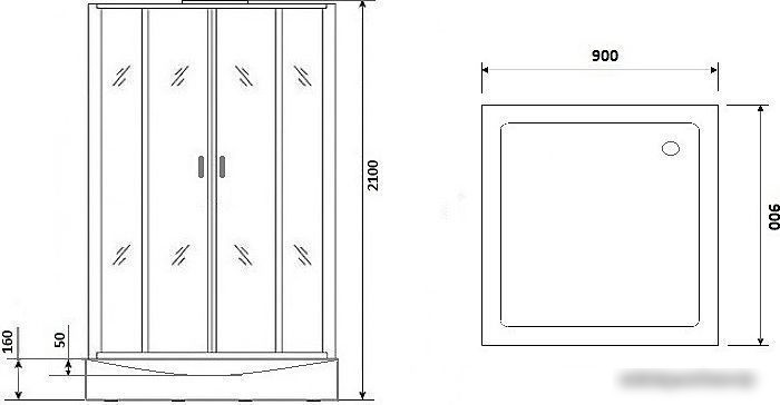 Душевая кабина Niagara NG-6001-01GQ 90x90x210 (прозрачное стекло) - фото товара