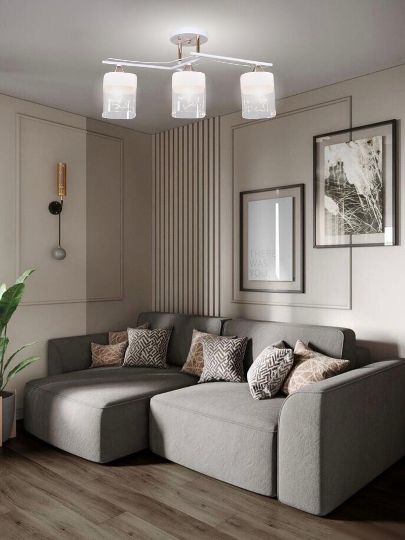 Припотолочная люстра Aitin Pro НПБ 02-3x60-101 6096/3 (белый/зотоло) – фото товара