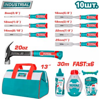 Набор домашнего мастера Total Набор инструментов для деревообработки TOS230906 (10 предметов) – изображение в каталоге