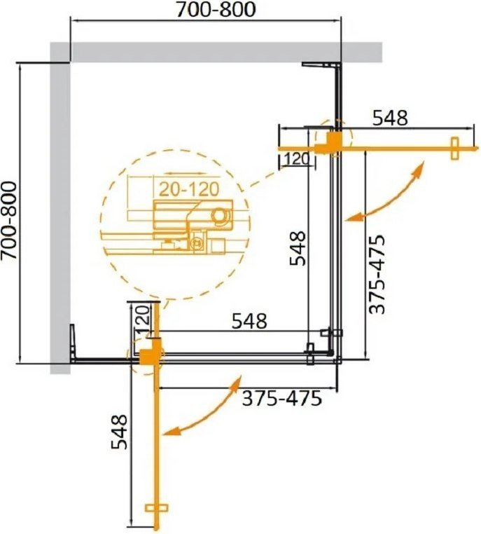Душевой уголок Cezares SLIDER-A-2-70/80-BR-GM - фото товара