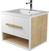Дабер Тумба под умывальник 009 Т9.6.1.5 (белый/белый/дуб гамильтон натуральный) – изображение в каталоге