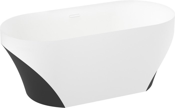 Ванна Wellsee Croquis 166x77 230302002 (отдельностоящая ванна матовый белый/матовый черный, экран, ножки, сифон-автомат матовый белый) - фото товара