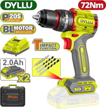 Ударная дрель-шуруповерт Dyllu DTCDP7281 (с 2-мя АКБ, кейс) – изображение в каталоге