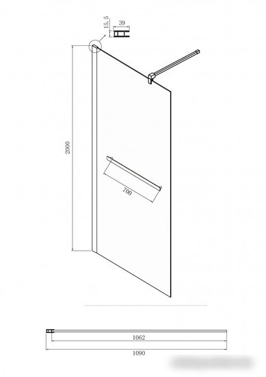 Душевая стенка Ambassador Walk-In 110x200 15031134 - фото товара