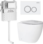 Унитаз приставной Roxen Antares в комплекте с инсталляцией Attach 5 в 1 966869 (кнопка: белый глянец с хромированной окантовкой клавиш) - изображение в каталоге
