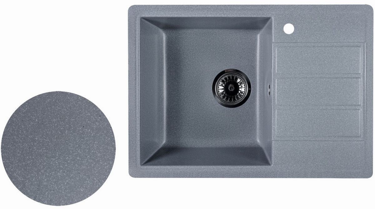 Кухонная мойка Marblan Recta L (серебристый, с сифоном) - фото товара