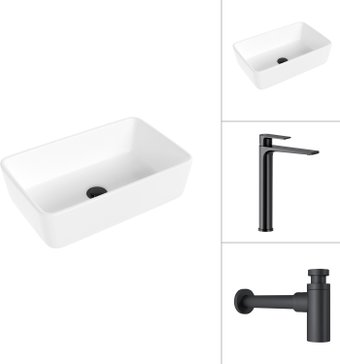 Умывальник Lauter 21674A + Reef 21CK8678BS с сифоном 21635B (черный матовый) - изображение в каталоге