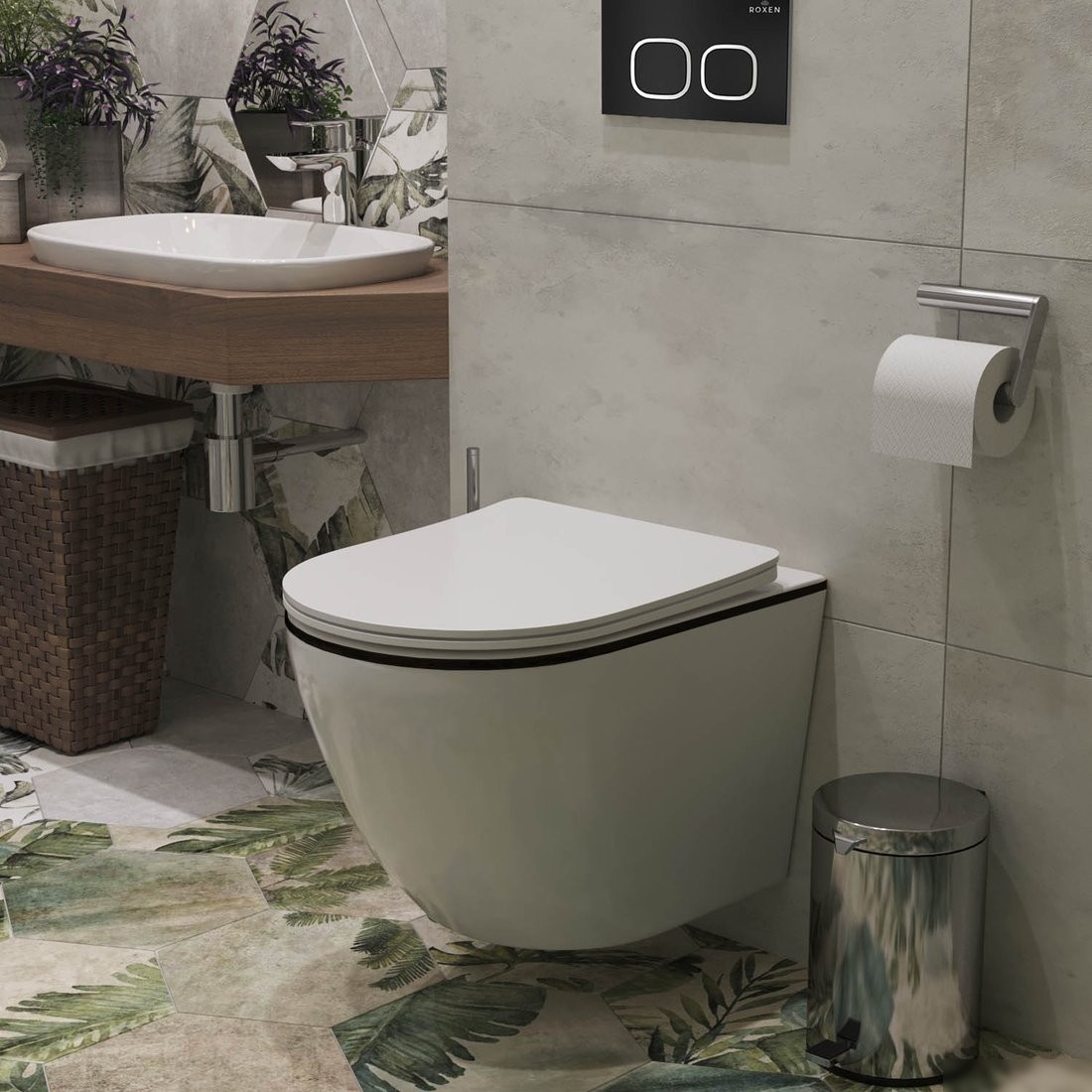 Унитаз подвесной Roxen Antares Black 530110-01B Rimless Soft Close - фото товара