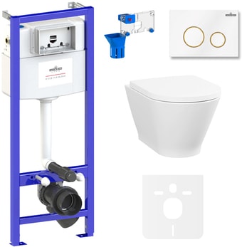 Унитаз Lavinia Boho Relfix Elegant Rimless 7 в 1 87561112 (белый/золотой пластик) - изображение в каталоге