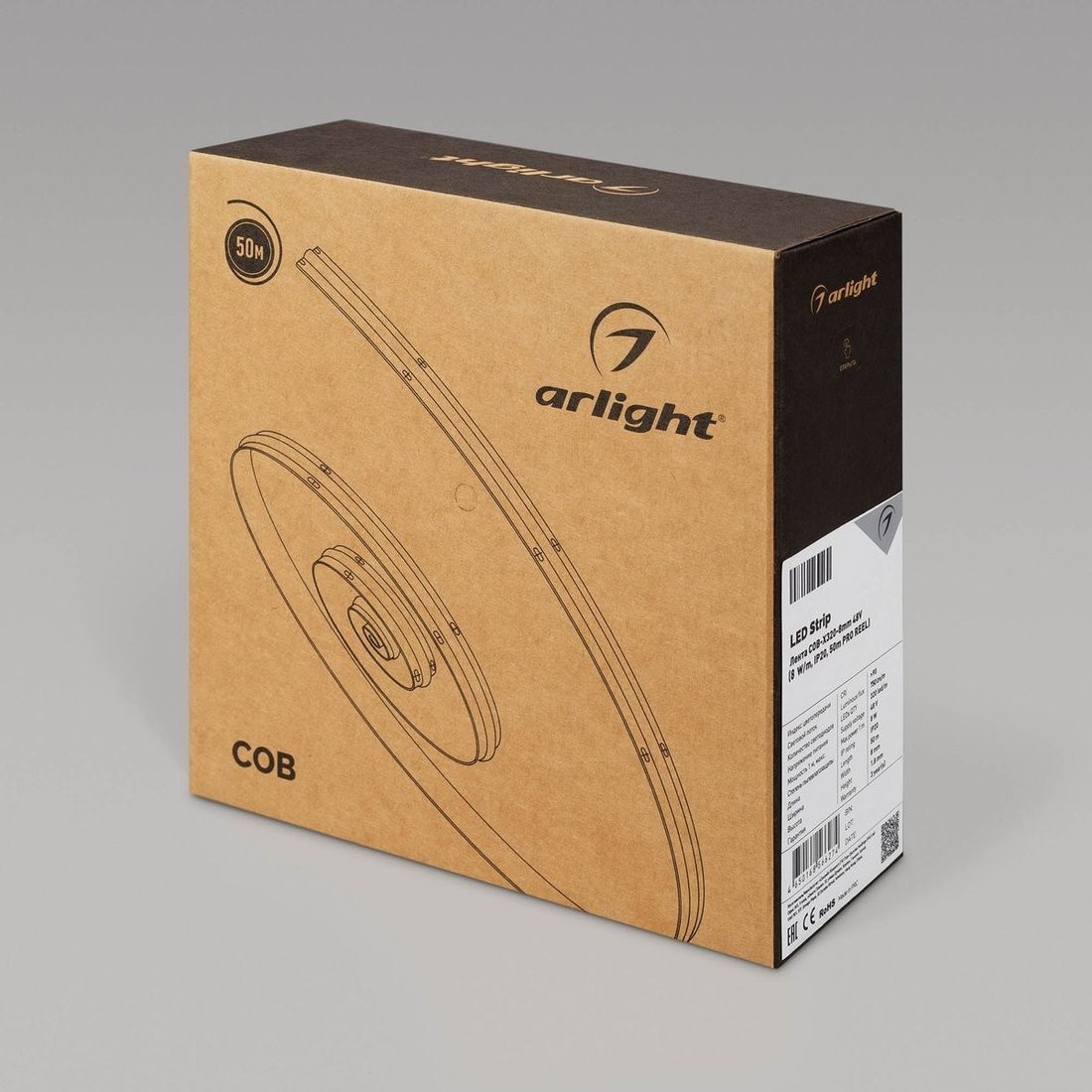 Светодиодная лента COB Arlight 8W/m 320LED/m CSP дневной белый 50М COB-X320-8mm 48V Day4000 043245 – фото товара